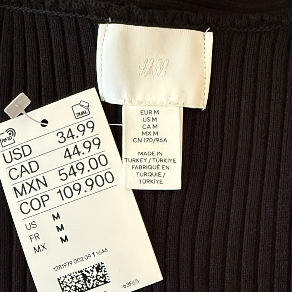 H&M Black Sleeveless Cardigan with White Piping Button Front NWT - Picture 6 of 10